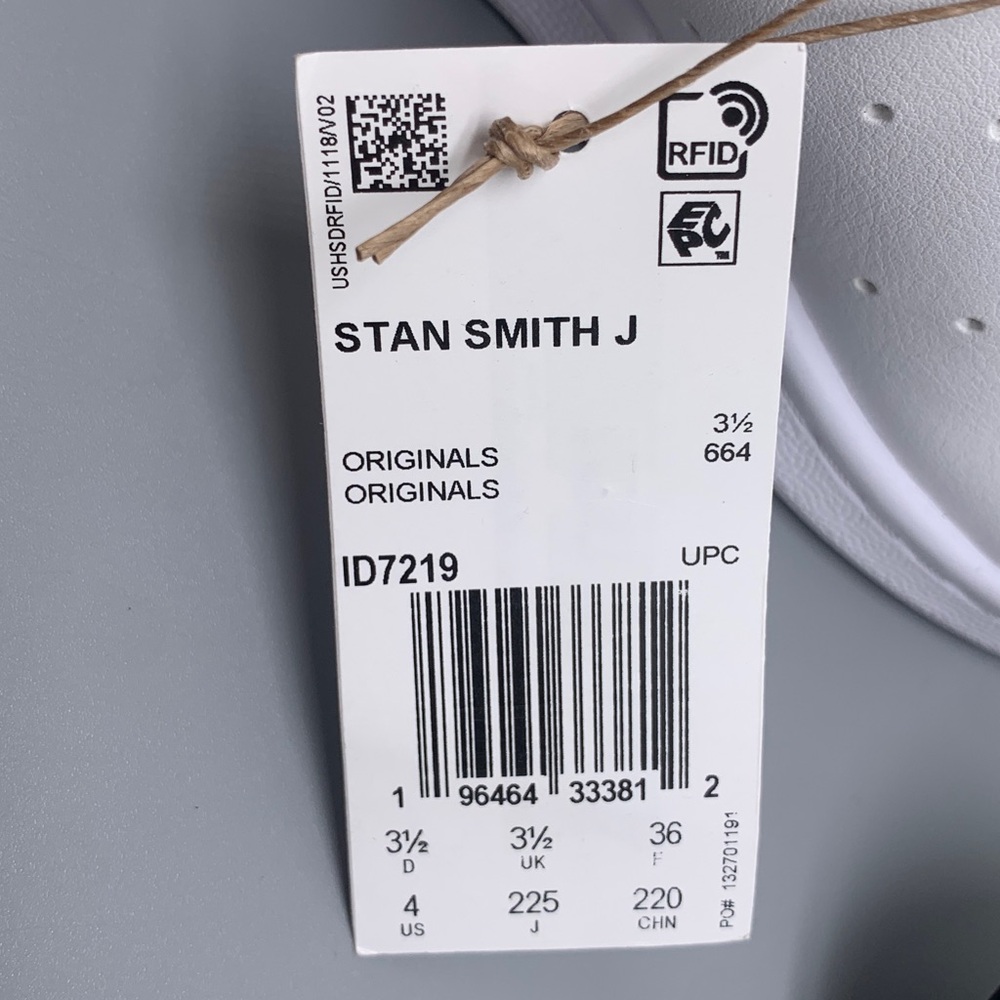 Adidas Stan Smith J ID7219 White Camo Shoes Youth Sz 4 EU 36 - Picture 10 of 11